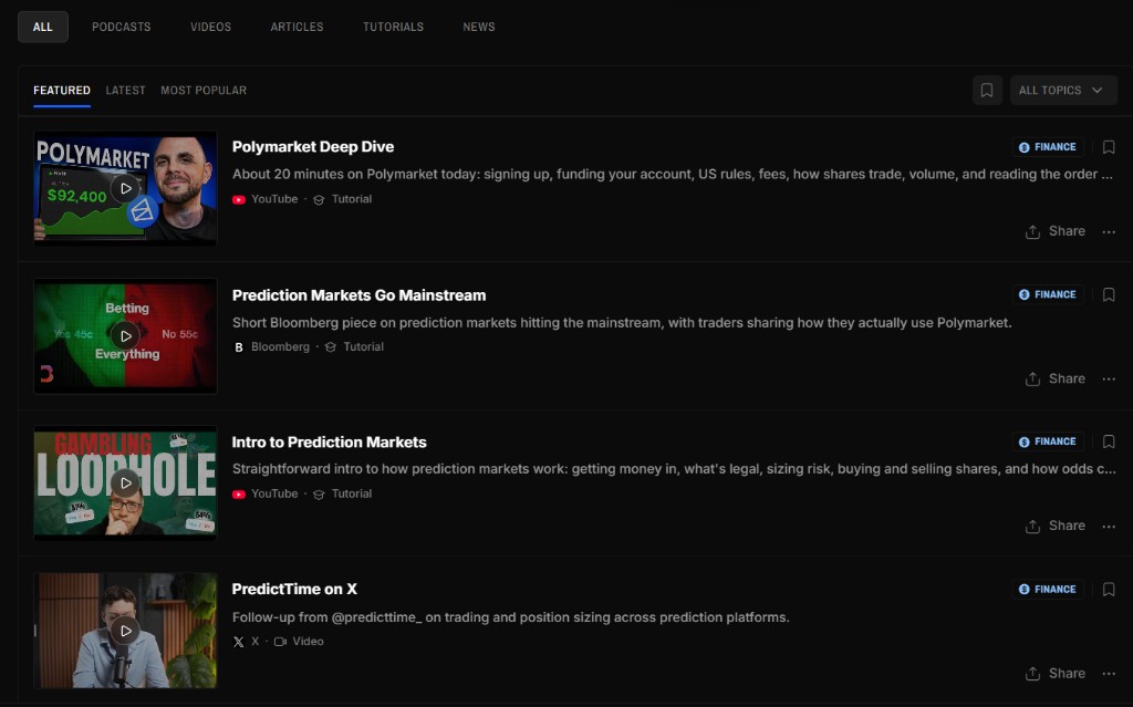 Media feed filters and list