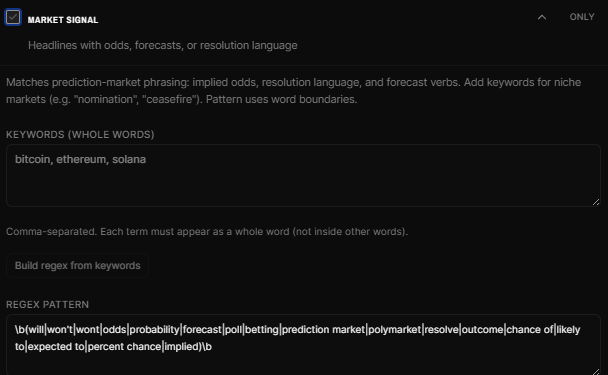Expanded research signal with keyword tuning