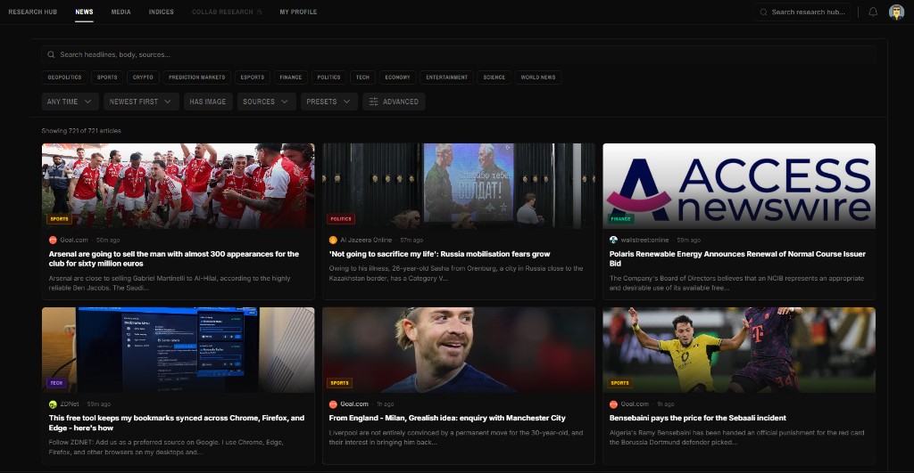 News tab overview