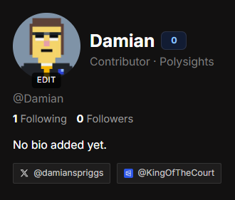 Profile header with Edit on avatar and connected accounts