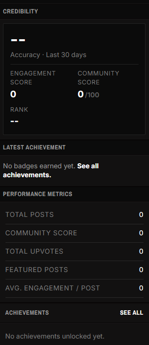 Profile credibility and performance sidebar