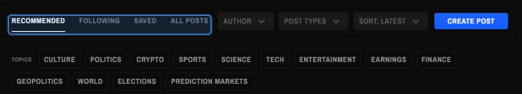 Feed tab filters