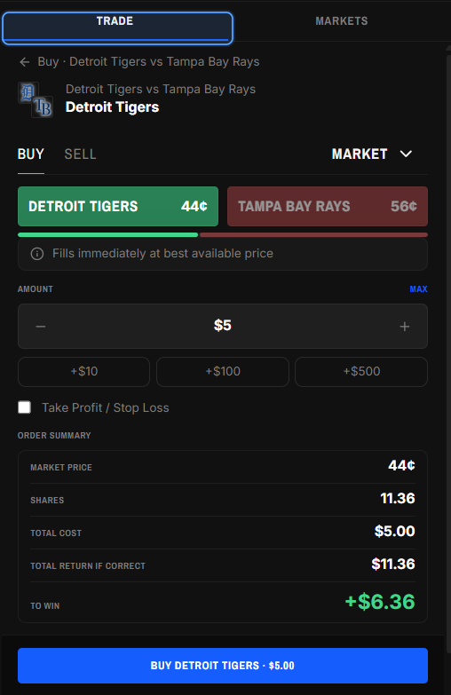 Trading hub buy panel