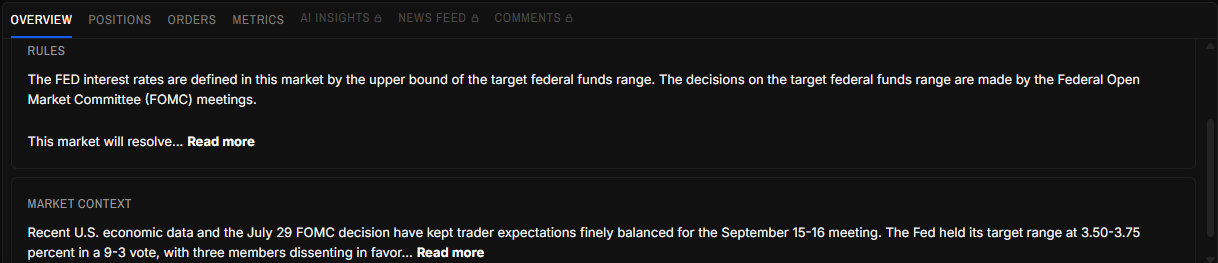 Markets bar and charts