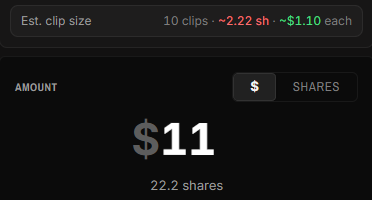 TWAP order summary