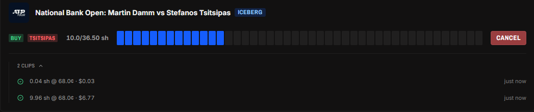Iceberg order progress